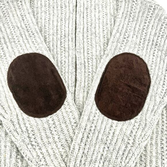 VTG Woolrich Sweater Cardigan Men's Large Wool Blend Full Zip Fisherman Chunky - Picture 3 of 9